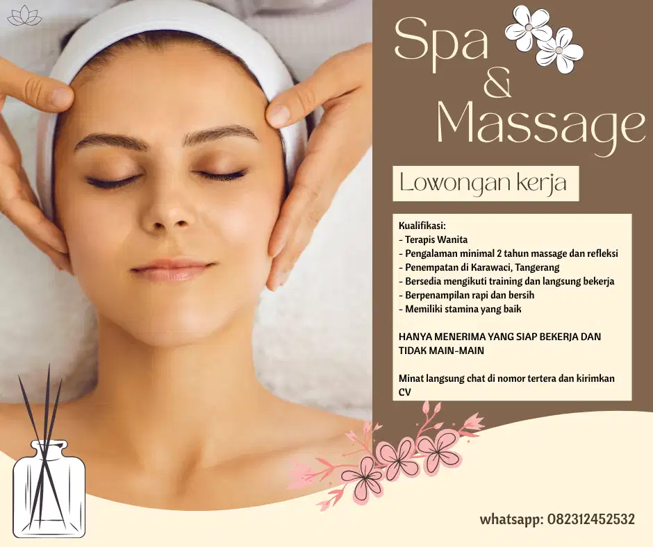 LOWONGAN KERJA THERAPIST PIJAT