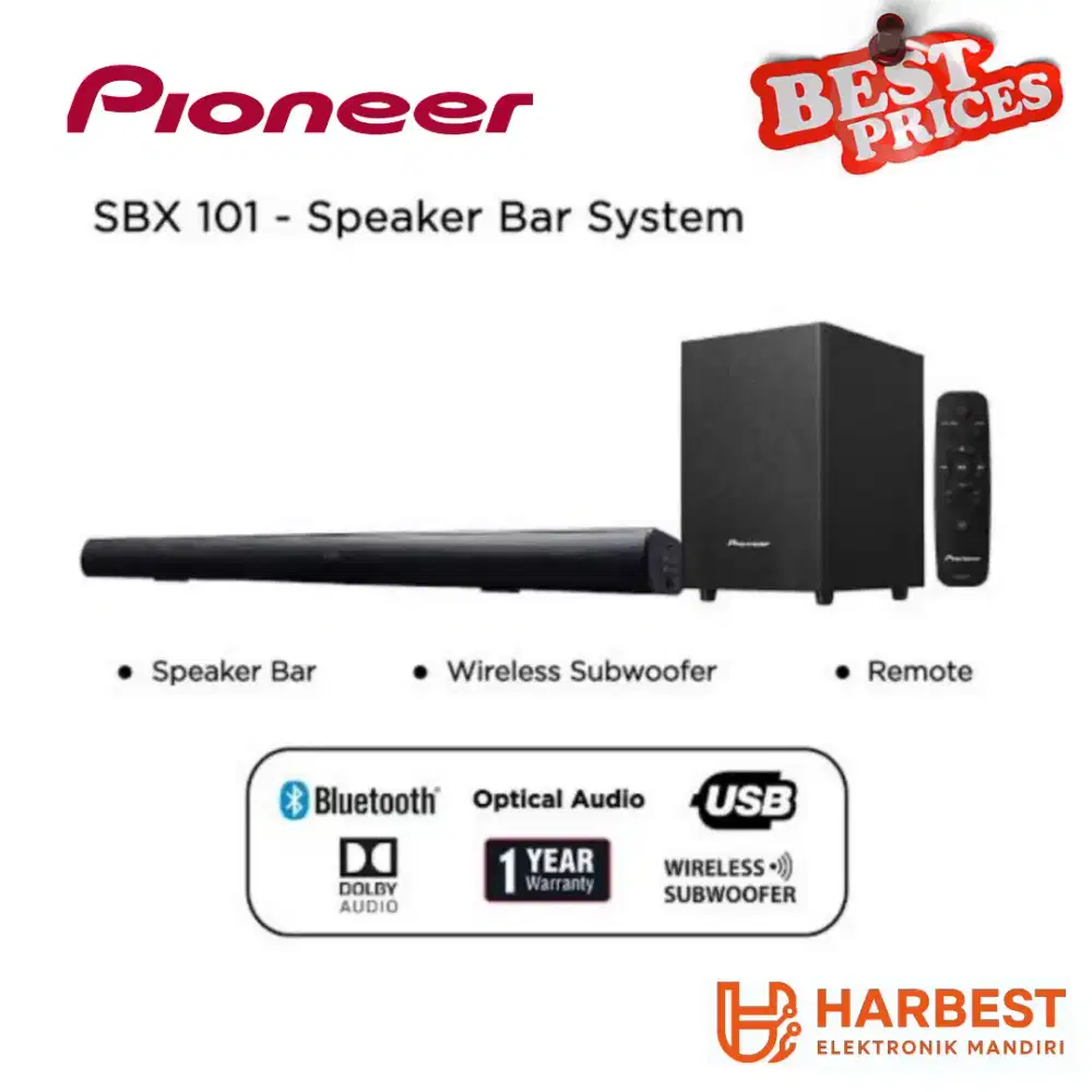Limited Stock! PIONEER Soundbar Speaker SBX-101 Bluetooth 2.1 Ch