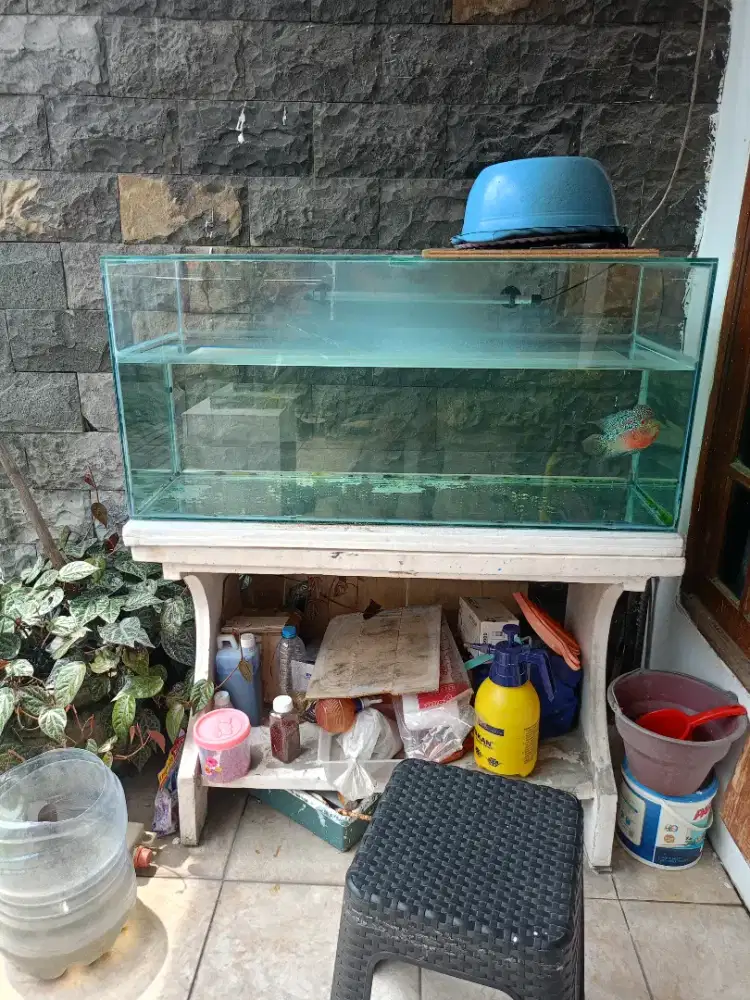 Aquarium + ikan + meja