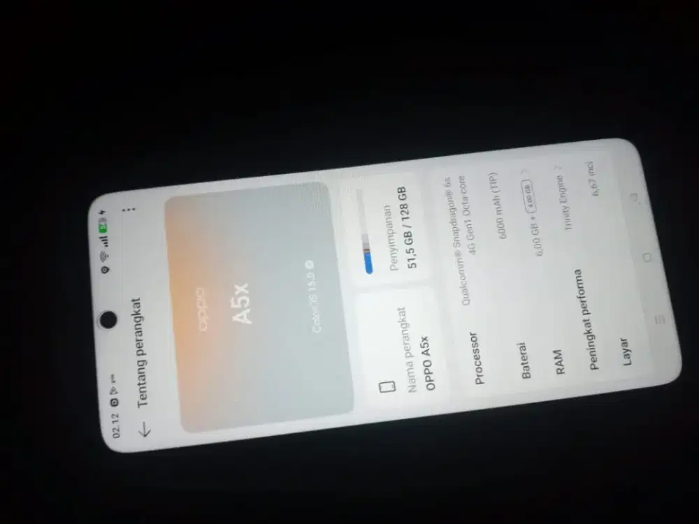 Di jual BU cepat hp Oppo A5X ram 6+4/128, mulus ,lokasi jakpus