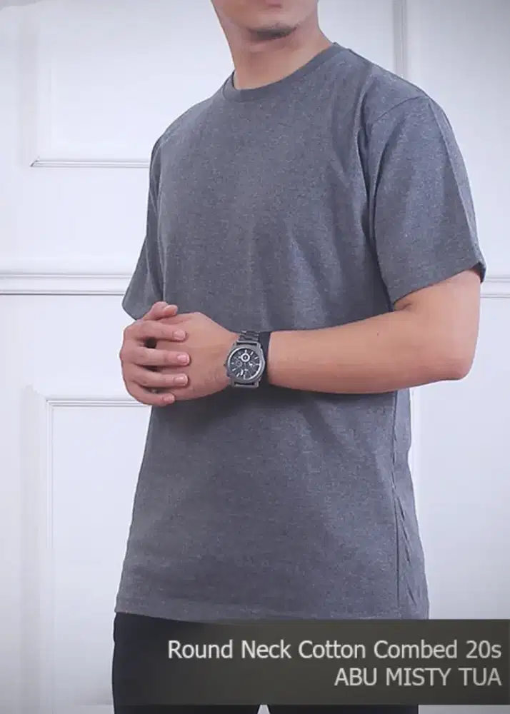 Kaos Polos Abu Misty Tua Cotton Combed 20S