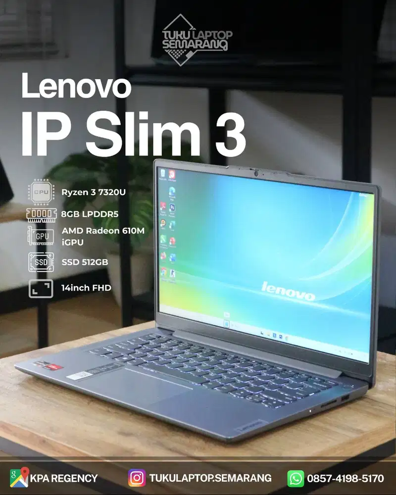 Laptop Lenovo IP Slim 3 Ryzen 3 7000series garansi