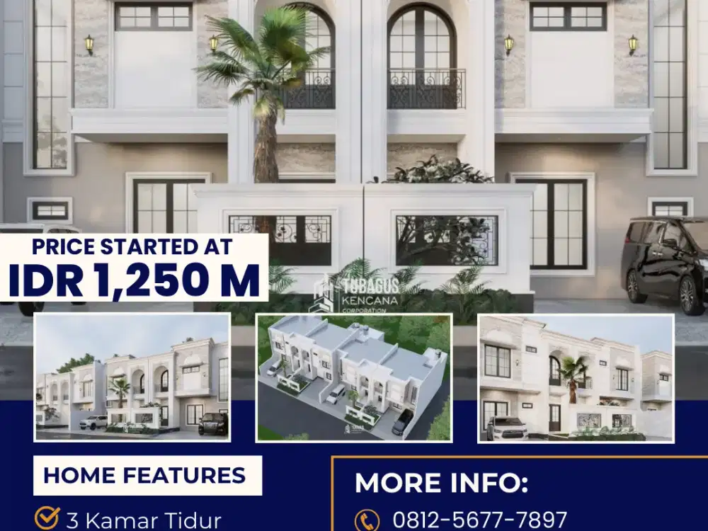 RUMAH CLUSTER MEWAH DUA LANTAI DI TENGAH PUSAT KOTA