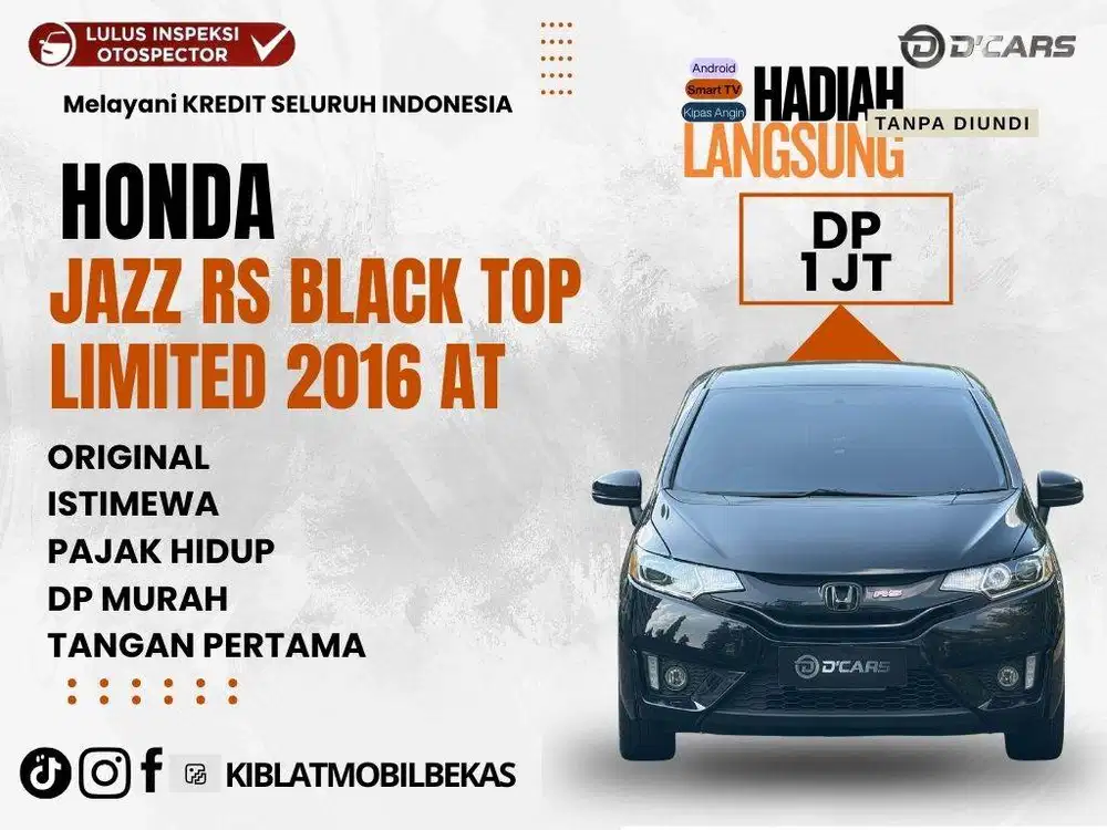HONDA JAZZ RS BLACK TOP LIMITED EDITION 2016 MATIC ORIGINAL