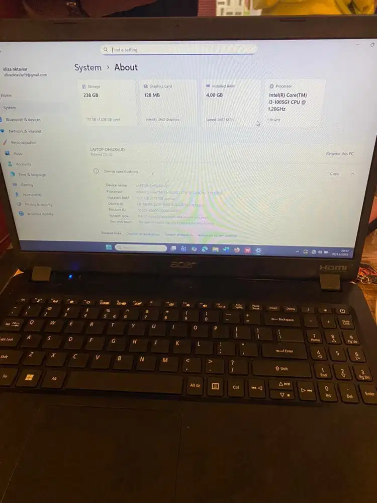 LAPTOP ACRR EXTENSA 215-52 MULUS FULLSET NORMAL