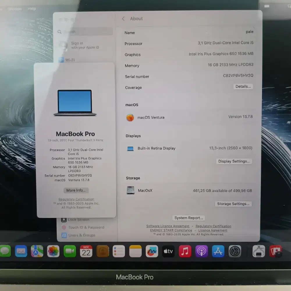 Macbook Pro 2017 Core I5 layar 13 Inch Ram 16 Ssd 512 Space Grey buat