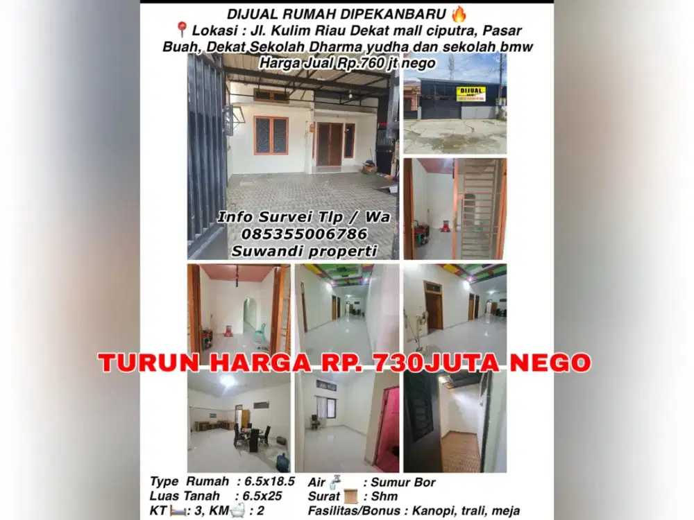 Dijual rumah lokasi:jl kulim riau