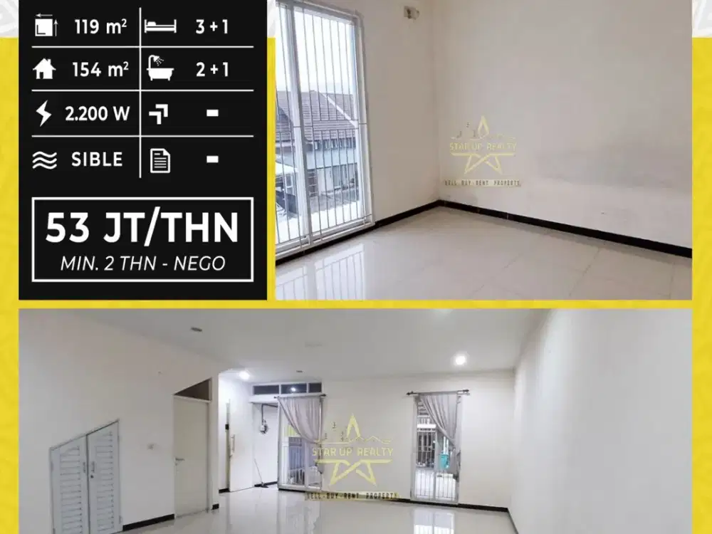 53 jt per th Disewa Rumah TKI V Taman Kopo Indah V kt 3+1 km 2+1 bangunan 2 lantai