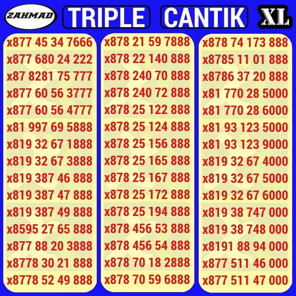 XL-C) NOCAN XL Triple kartu perdana nomor cantik 888 999 seri murah
