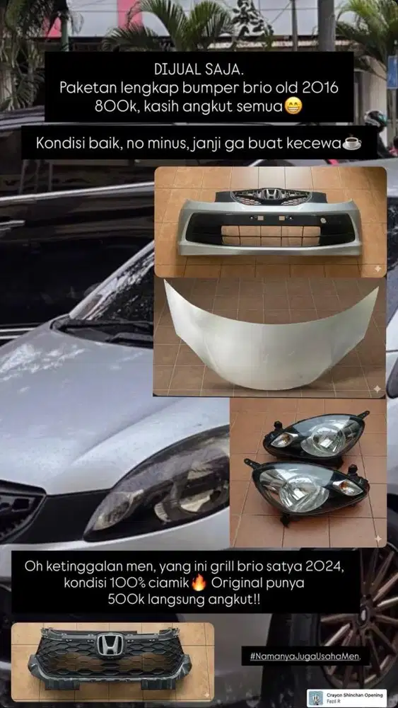 Dijual Saja Bumper 1 set Brio 2016 & Grill Brio Satya 2024