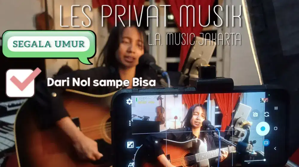 Kursus Les Privat Musik Vokal Gitar Kibord Piano Bass Drum dan Band