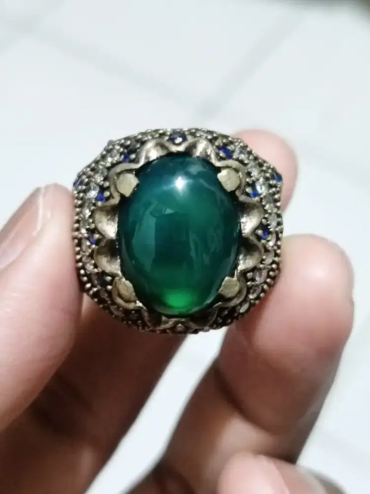 Cincin Batu Bacan Gulau Serat Kura Tali Hitam