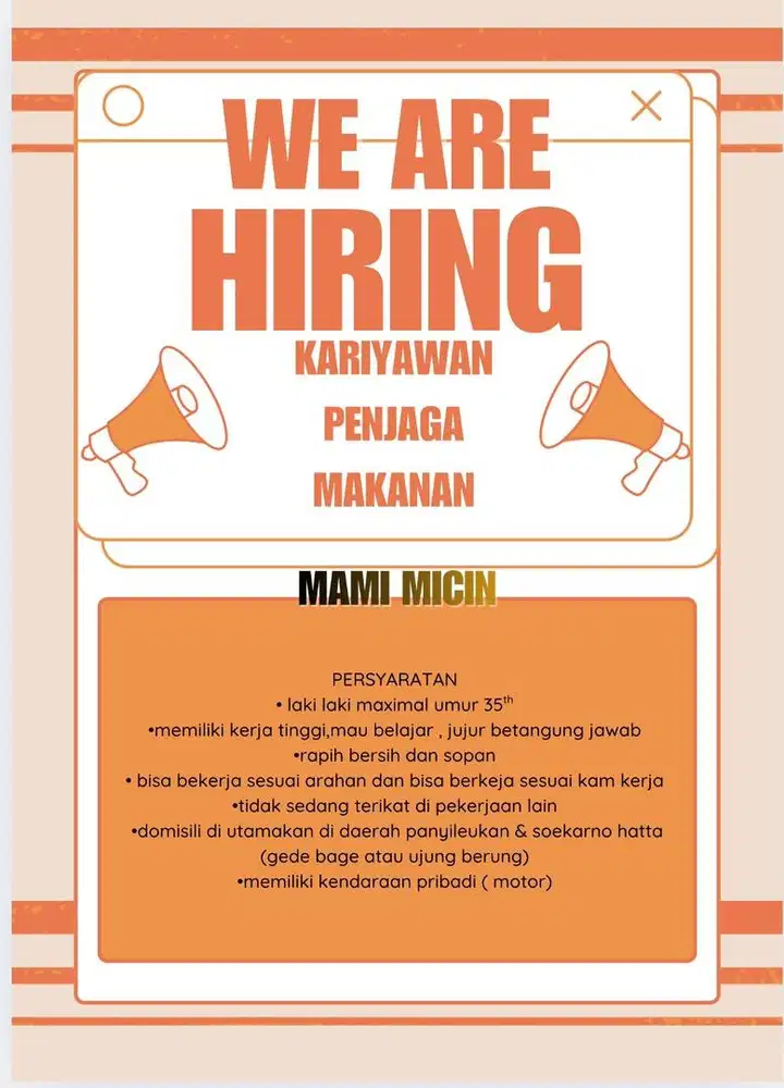 Loker kariyawan penjaga stand makanan