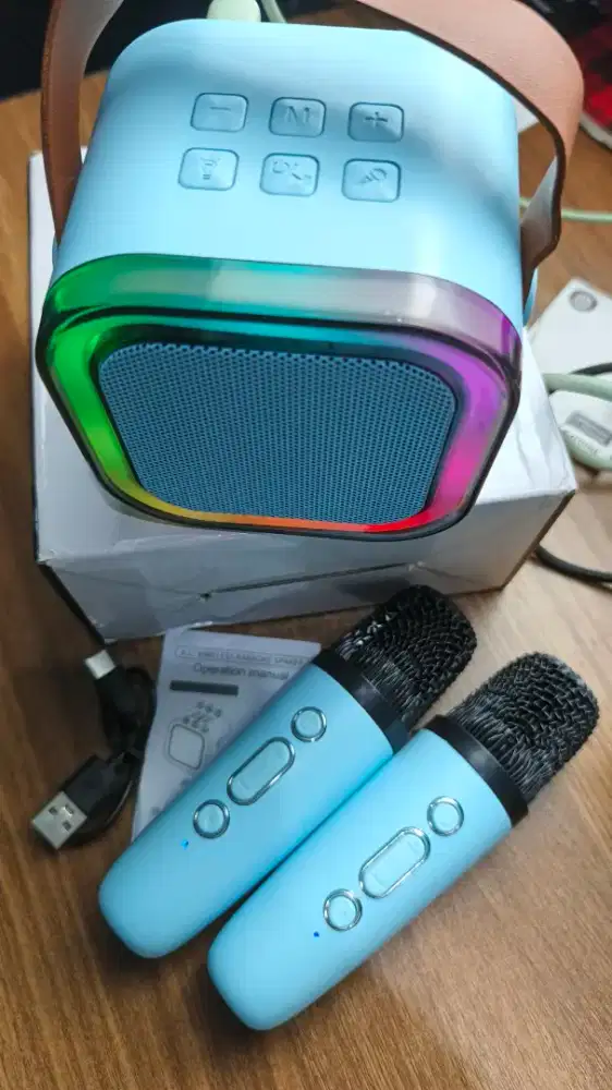 Speaker karaoke portable mini 2 mic