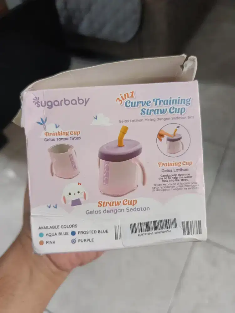 Botol air 3 in 1 curve Training Straw Cup by Sugar baby kondisi baru