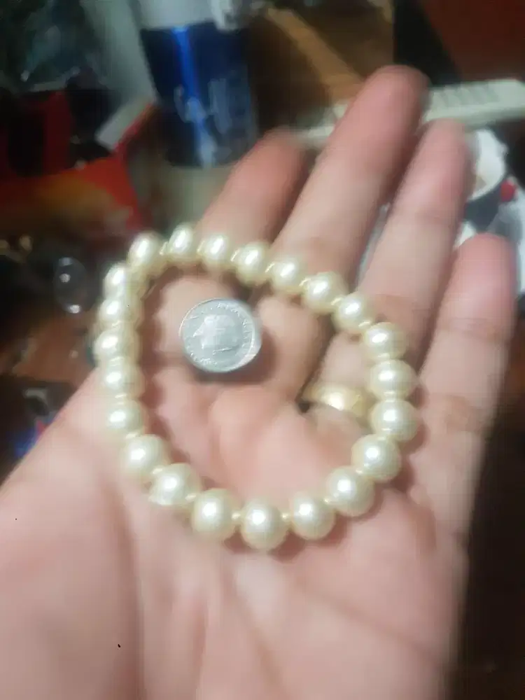 gelang mutiara asli dan cincin koin luar
