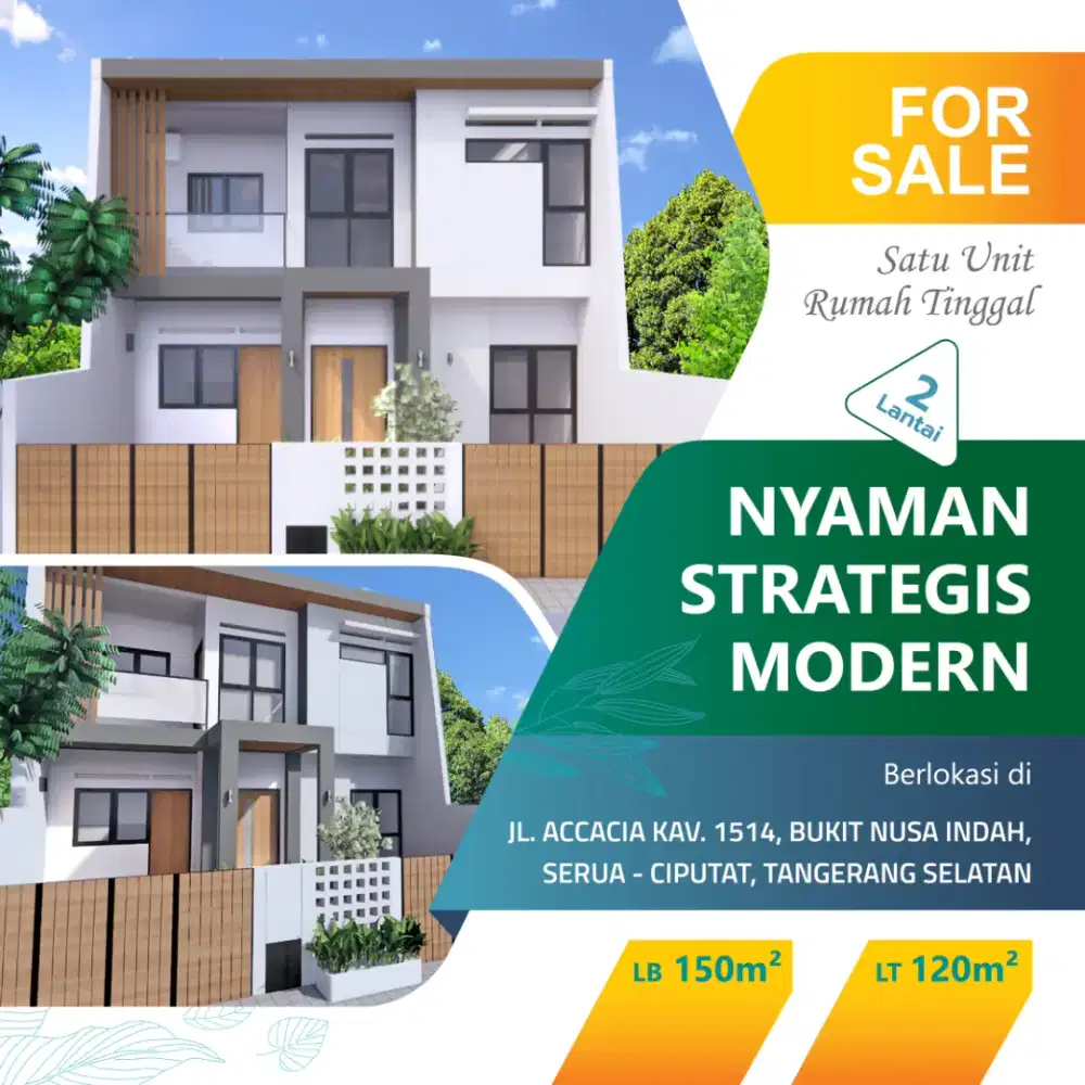 Dijual Rumah Baru 2 Lantai di Perumahan Bukit Nusa Indah