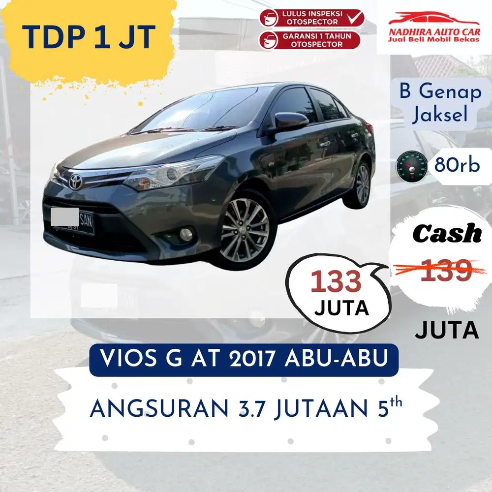 Promo Kredit DP 1 Juta Vios G AT 2017 Abu-abu