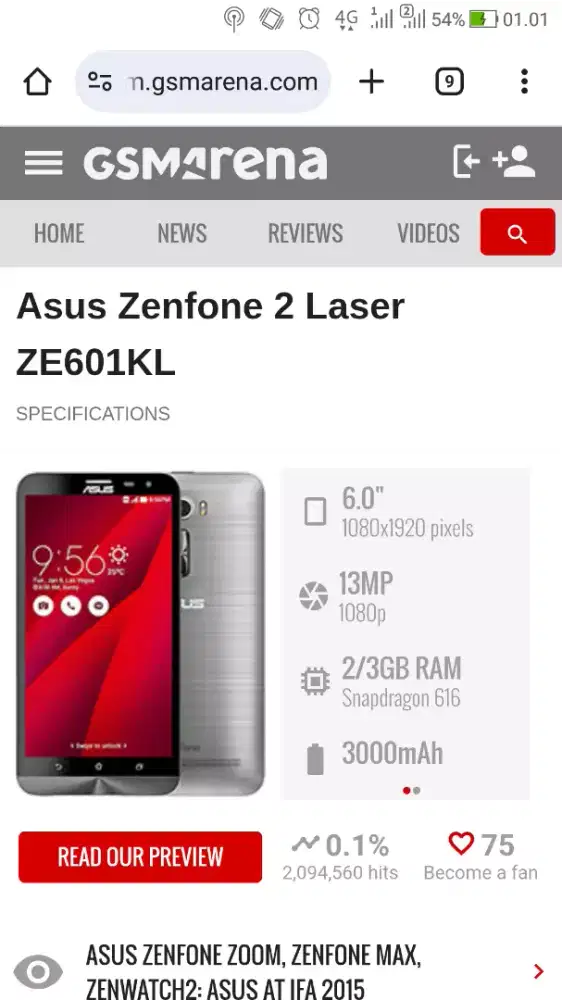 Asus zenfone laser 6inc
