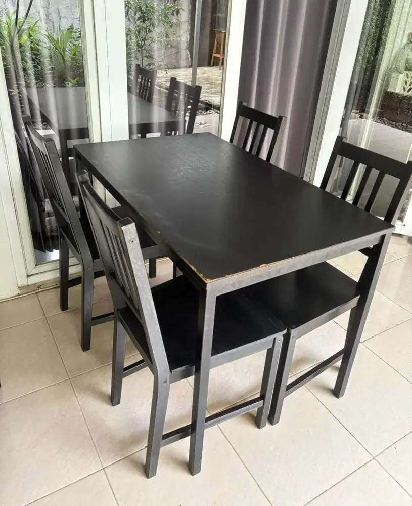 Set Meja Makan & Kursi IKEA Hitam