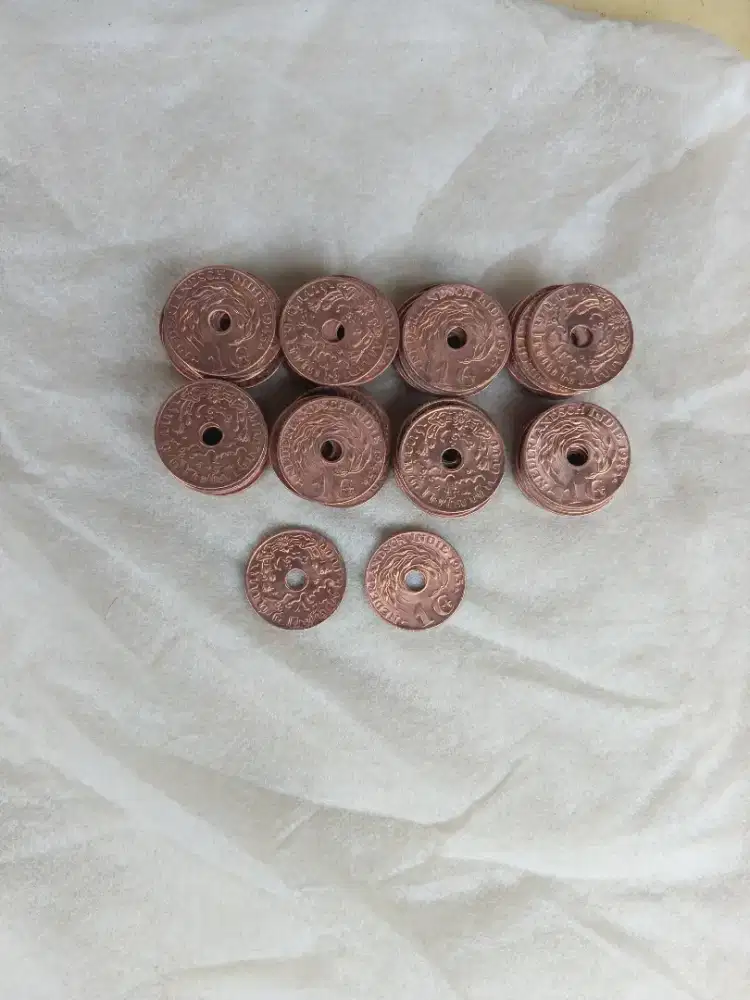 koin 1 sen Hindia Belanda Nederlandsch Indie tahun 1945