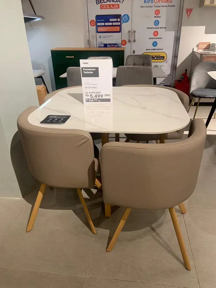 Set meja makan ceramic minimalis