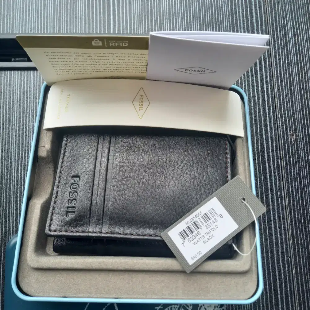 Dompet Pria Fossil Original Watts Trifold Black