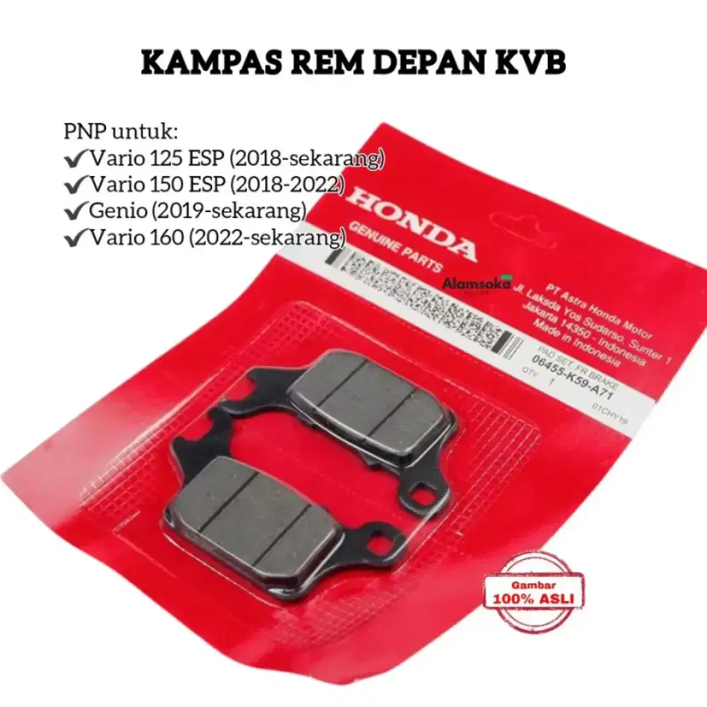 Kampas rem depan diskpad K59 vario 125/150 led new  Honda Original