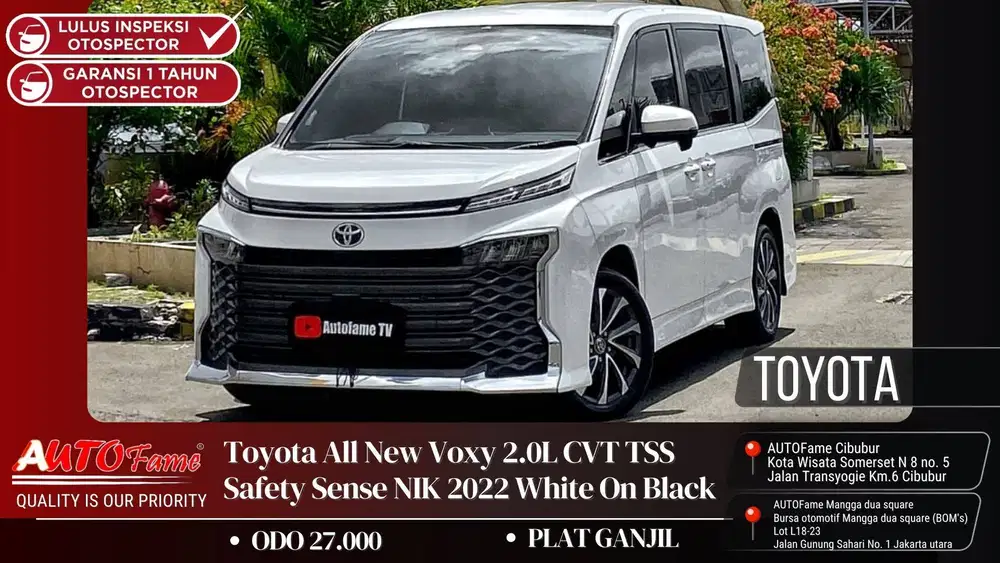 Toyota All New Voxy 2.0L CVT TSS Safety Sense NIK 2022 White On Black