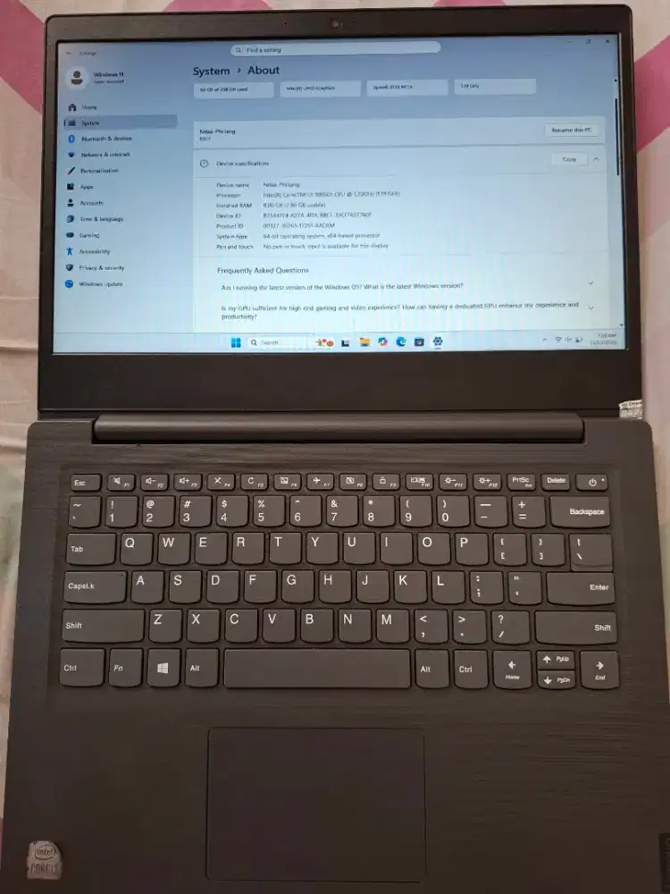 Laptop Lenovo V14-IIL Second Mulus | Core i3 Gen 10 | RAM 8GB