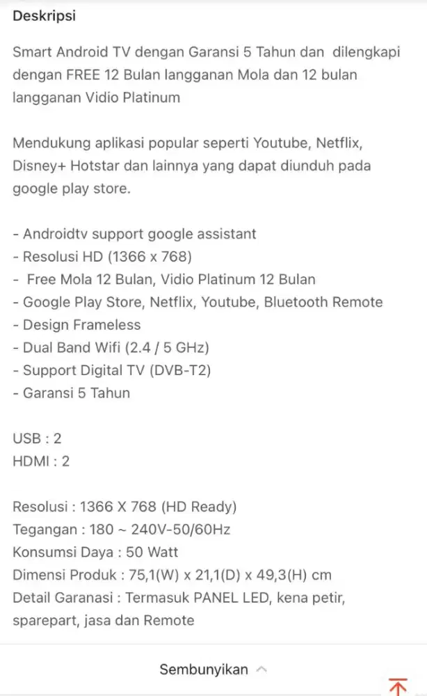 Tv smart android Polytron 32 inch