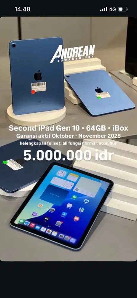 Ipad gen 10 64gb wifi only 10,9 inch