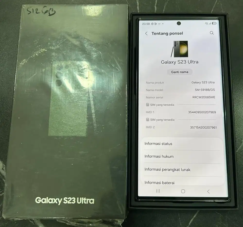 Samsung S23 ultra ram 12gb/512gb fullset nominus