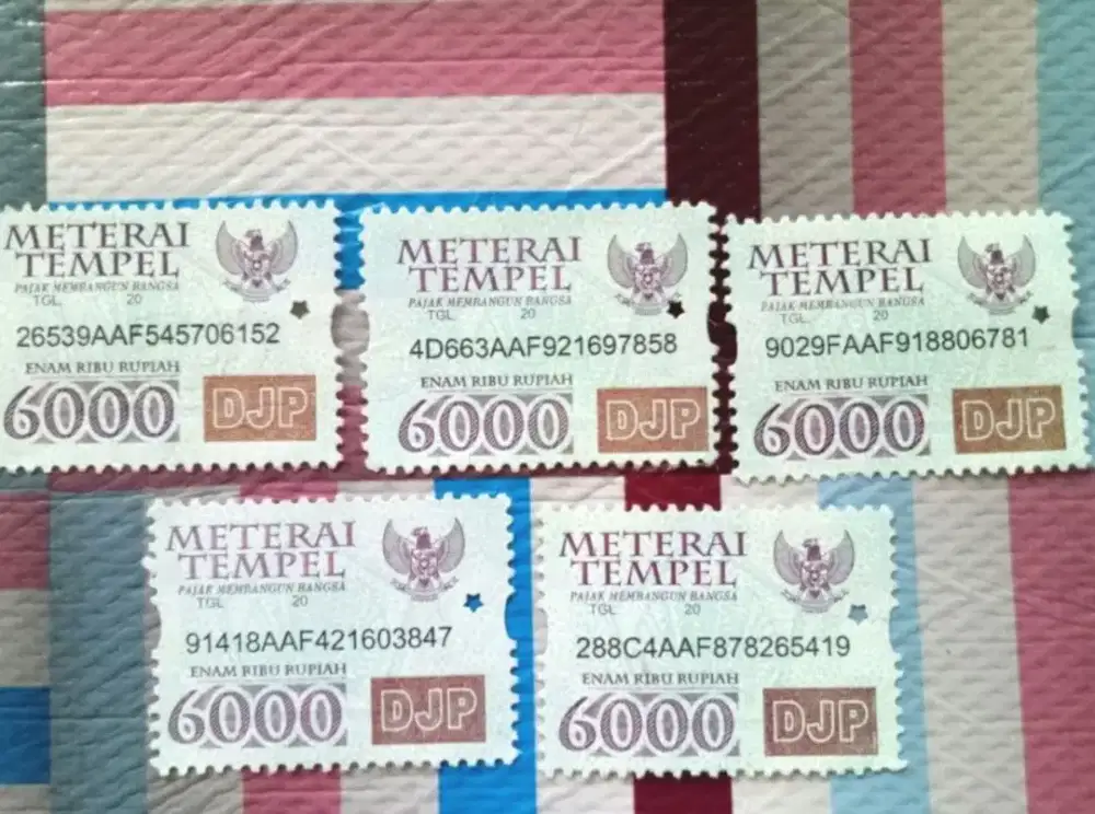 Materai tempel tahun 2010 sd 2015