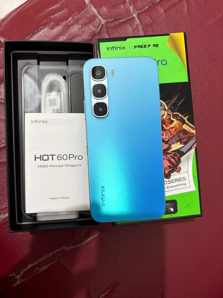 Infinix Hot 60 Pro 8/128 Blue Fullset NFC Grs Panjang Like new bonus