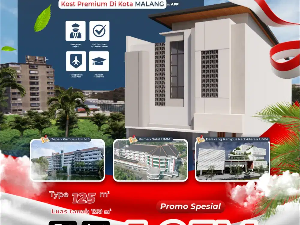 Dijual Rumah Kost 6 Kamar 2 Menit Kampus UMM Malang