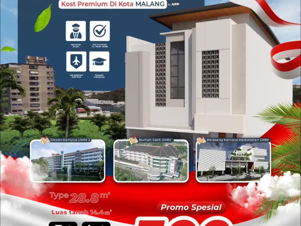 Dijual Smart Kost Modern 2 kamar Dekat kampus UMM Malang