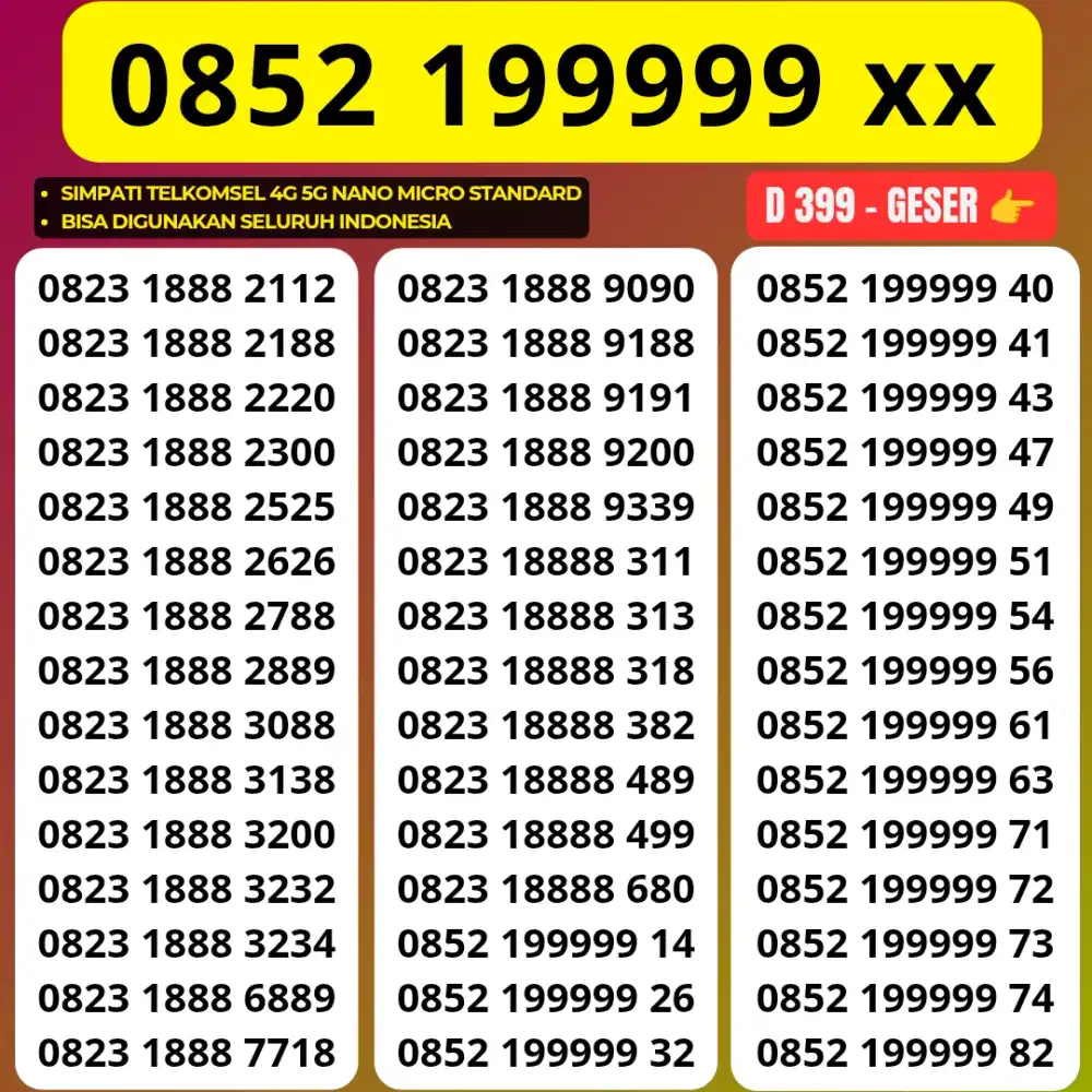 Bisa COD Nomor Cantik Super bisa digunakan di seluruh Indonesia