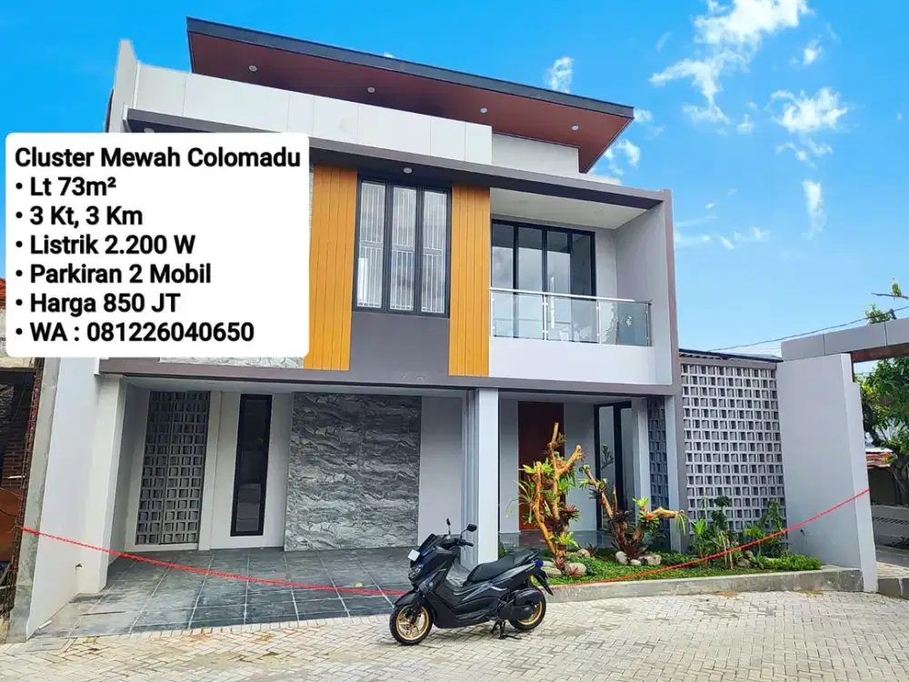 JUAL RUMAH BARU area PERUM CLUSTER COLOMADU, Dekat Manahan, Jajar
