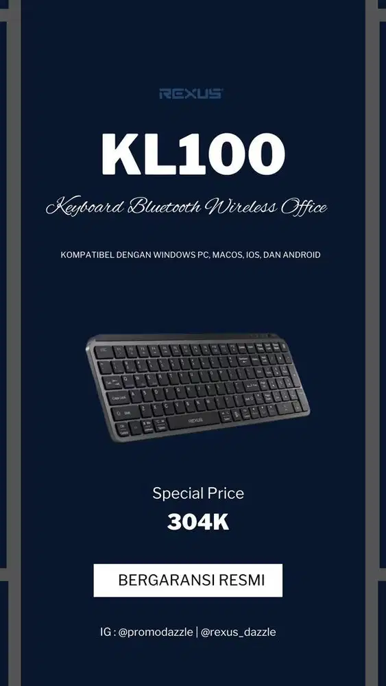 Rexus Keyboard Bluetooth Wireless Office KL100