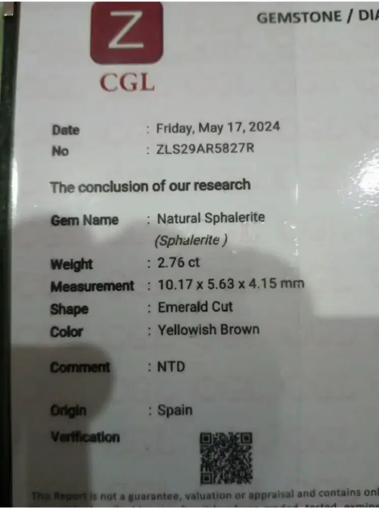 Natural Spalerite Yellowish Brown