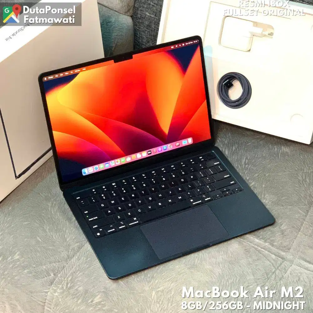 EX IBOX MACBOOK AIR M2 2022 CHIP M2 8GB/256GB FULLSET ORIGINAL