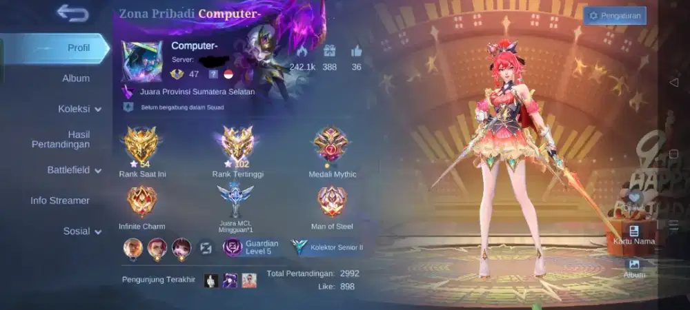 Game mobile legend, stak tier tertinggi