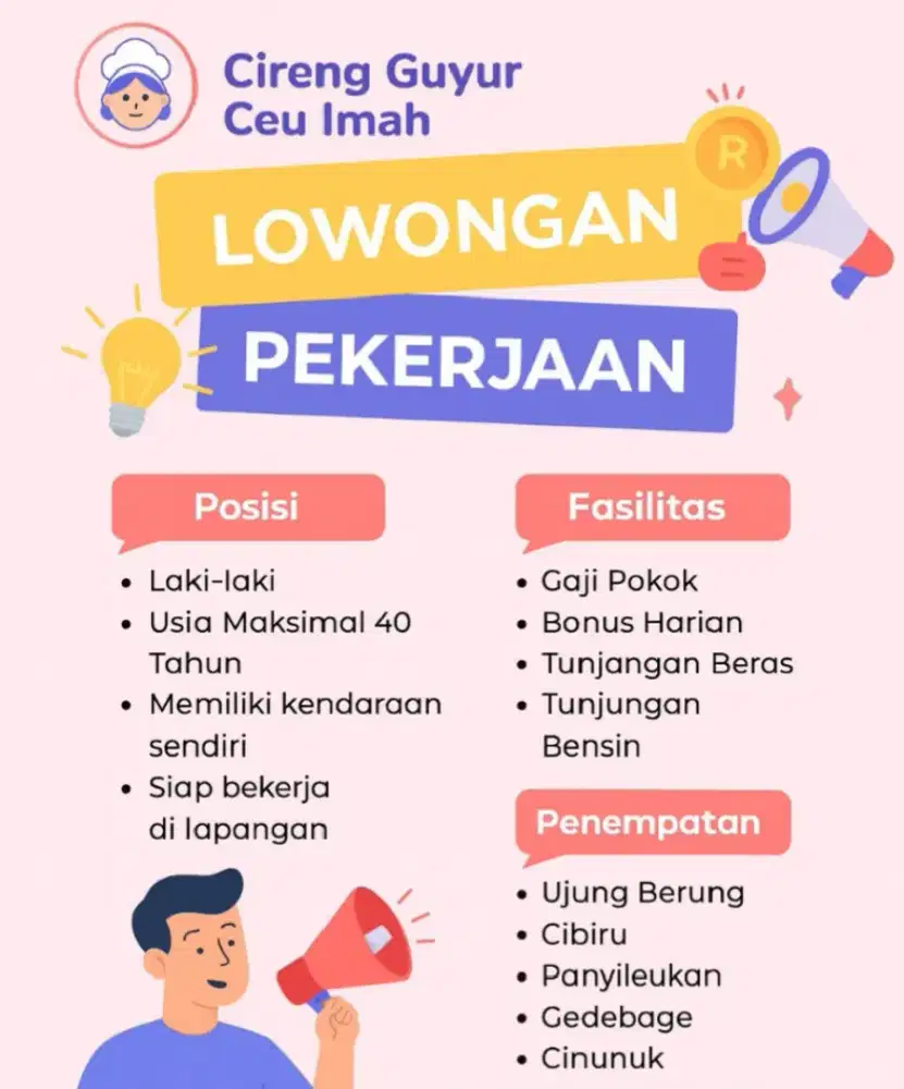 Lowongan Pekerjaan Penjaga Outlet Cireng Guyur Ceu Imah Bandung Timur