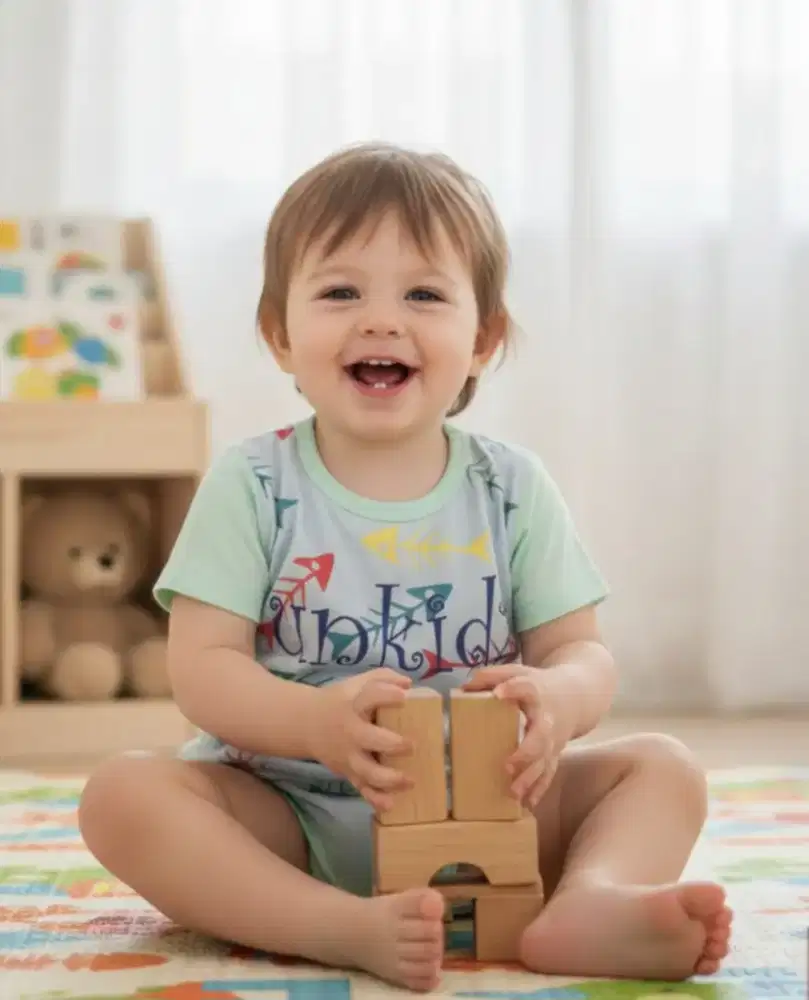 kaos katun anak balita nyaman  motif ikan new stuff