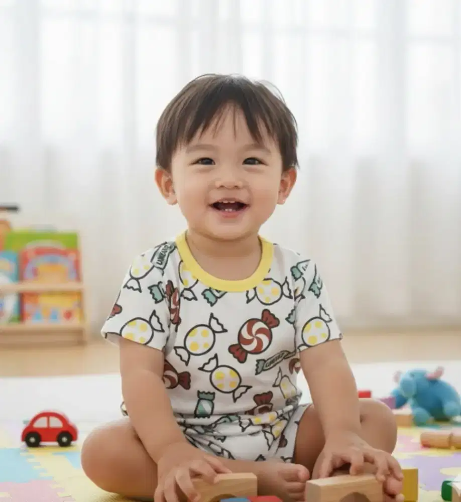 kaos katun anak motif candy tidak panas new stuff