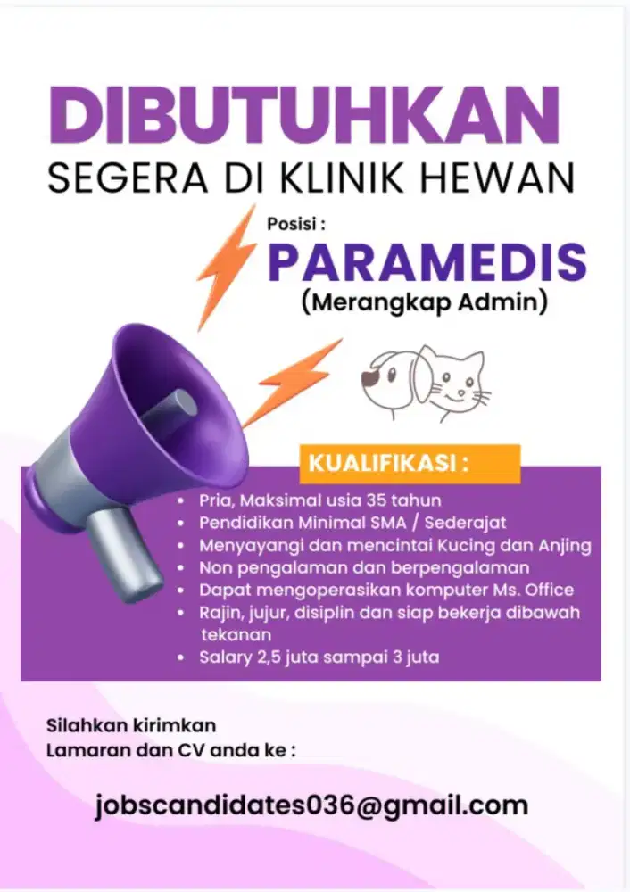 Lowongan kerja di Klinik Hewan