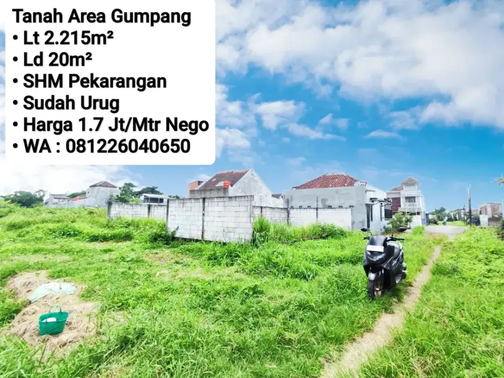 Jual Area Gumpang Tanah Pekarangan Siap Bangun Sudah Urug