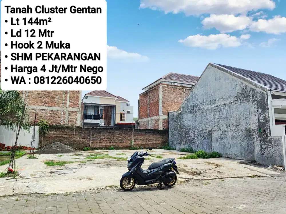 Tanah Siap Bangun Area Perum Cluster Di Gentan, Dekat Laweyan, Purwosari