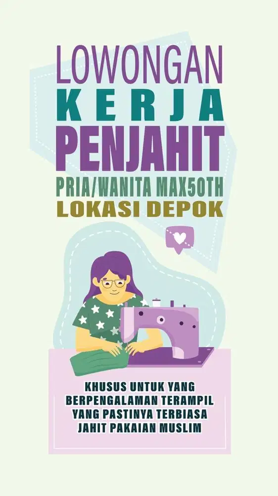 Lowongan pekerjaan penJahit wanita